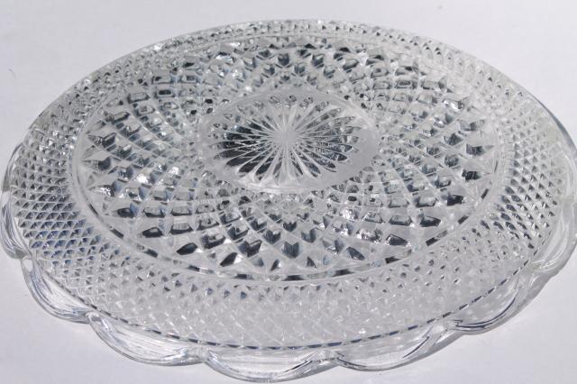 vintage Wexford Anchor Hocking glass torte cake plate, large round platter or tray