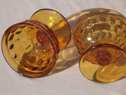 vintage Whitehall amber glass cube pattern sherbet dishes / champagne glasses