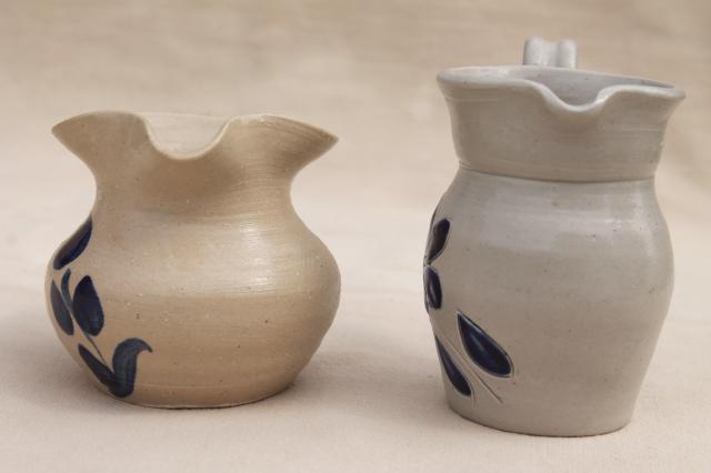 vintage Williamsburg pottery salt glazed stoneware mini pitchers, creamers or milk jugs