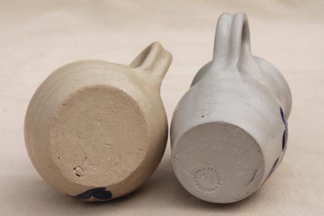 vintage Williamsburg pottery salt glazed stoneware mini pitchers, creamers or milk jugs