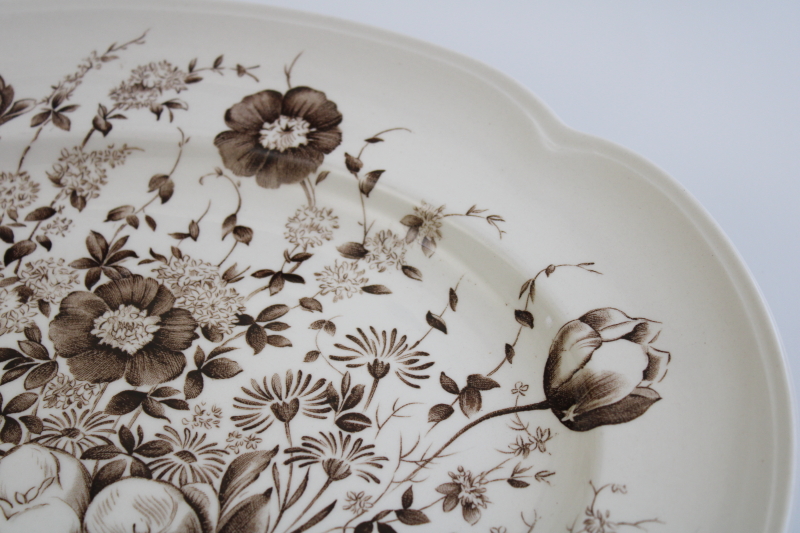 vintage Windsor Ware Johnson Bros Dover floral pattern brown transferware china platter