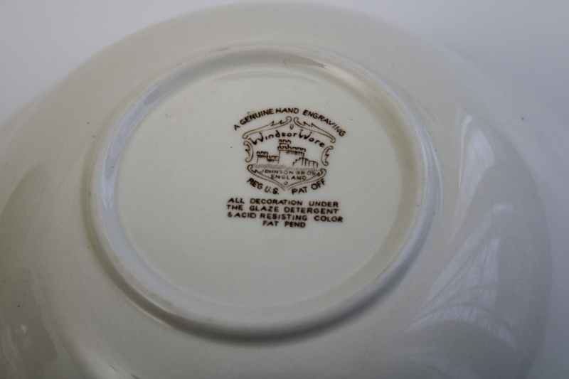vintage Windsor Ware Johnson Bros Dover floral pattern brown transferware china serving bowl
