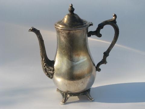 vintage Wm. Rogers silver plate tea or coffee set w/ pot, tray etc. vintage Wm. Rogers silver plate tea or coffee set w/ pot, tray etc.