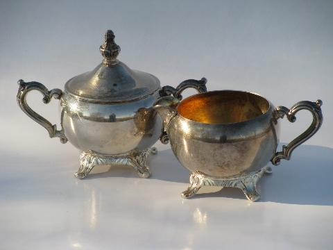 vintage Wm. Rogers silver plate tea or coffee set w/ pot, tray etc. vintage Wm. Rogers silver plate tea or coffee set w/ pot, tray etc.