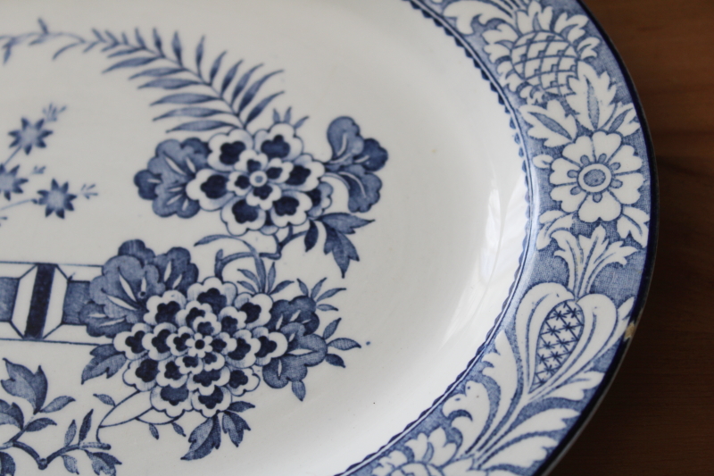 vintage Woods Ware blue  white chinoiserie china platter  bowl, Chinese export style Wincanton