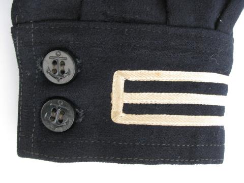 vintage World War II sailor's dress blue wool uniform, w/honorable discharge patch