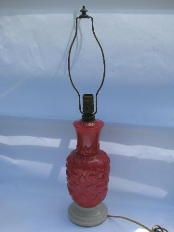 vintage alacite ivory glass w/ rose pink, Aladdin electric lamp, base