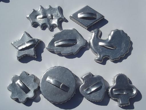 vintage aluminum cookie cutters, biscuit cutters & individual jello molds