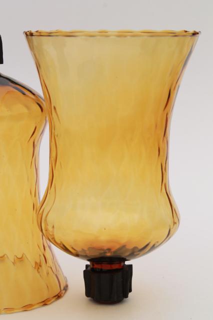 vintage amber glass candle cups, votive glasses for sconces, candle holders, candlesticks