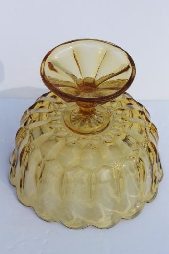 vintage amber glass compote bowl / pedestal fruit dish, Fairfield Anchor Hocking