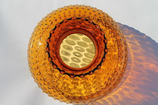 vintage amber glass hobnail pattern shade, replacement lamp shade for large lamp or hanging light