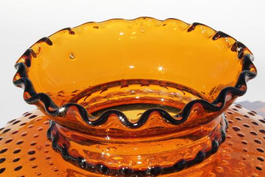 vintage amber glass hobnail pattern shade, replacement lamp shade for large lamp or hanging light