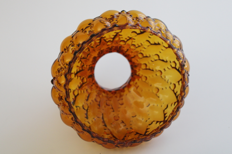 vintage amber glass lampshade, quilted diamond pattern shade for mini oil lamp or desk light