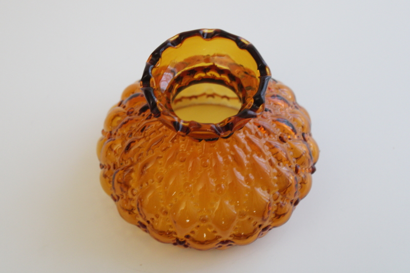 vintage amber glass lampshade, quilted diamond pattern shade for mini oil lamp or desk light