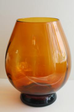 vintage amber glass store counter display jar, large fish bowl vase