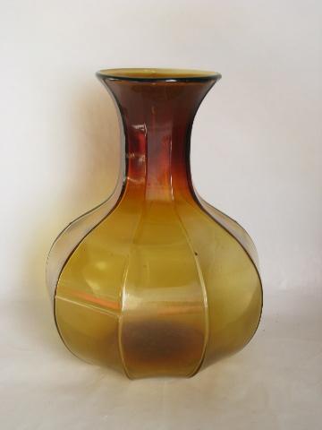 vintage amber glass water carafe bottle, sun tea jar