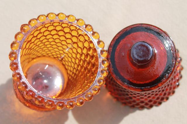 vintage amber hobnail candle cups, votive glasses for sconces or candle holders