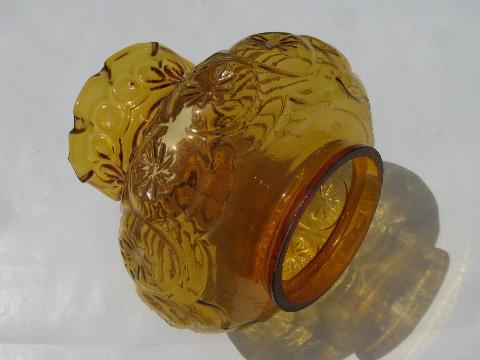 vintage amber moons & stars pattern glass replacement chimney lamp shades