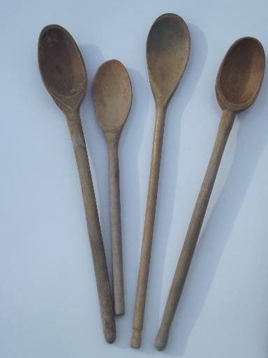 vintage & antique kitchen  woodenware, lot of wood spoons & kitchen tools