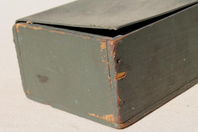 vintage army green drab wood box w/ soft cover, surveyors tool or instrument case