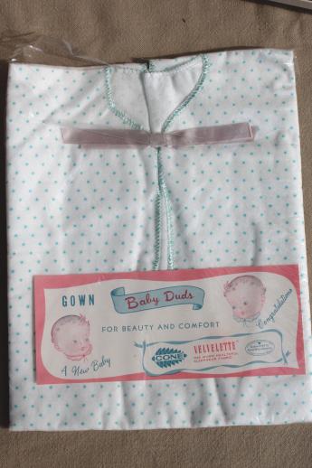 vintage babies layette gift set, unused cotton kimono infant gowns & baby record book