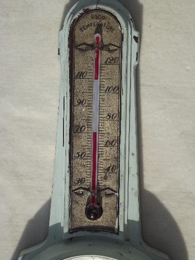 vintage bakelite thermometer frame, early industrial thermometer