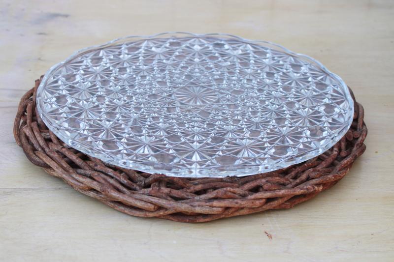 vintage basket woven vine tray, rustic french country style cheese board plate