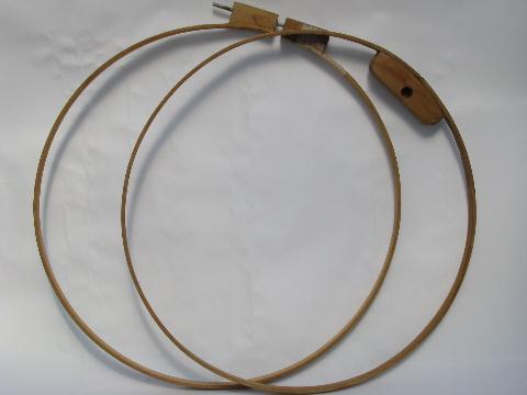 vintage bentwood lap quilting frame hoop, old needlework stretcher