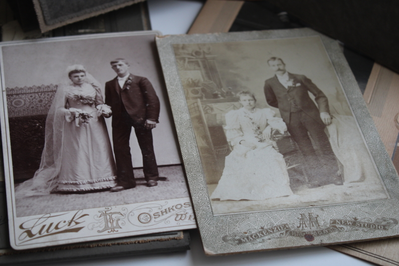vintage black  white photos  cabinet cards, 16 different brides, wedding photo lot