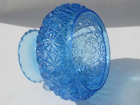 vintage blue daisy & button pattern glass replacement student lamp shade
