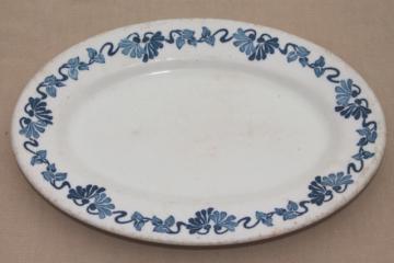vintage blue princess pattern white ironstone china platter or oval tray plate