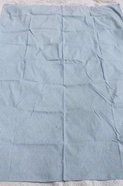vintage blue & white checked cotton duvet or comforter cover, buttoned case for old tick feather bed 