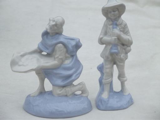 vintage blue & white china nativity scene, handmade ceramic creche figures set