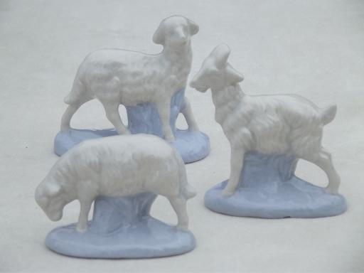 vintage blue & white china nativity scene, handmade ceramic creche figures set