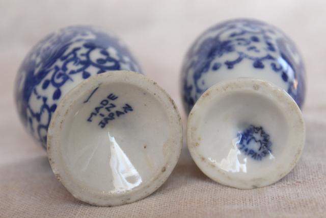 vintage blue & white chinoiserie china egg cups, phoenix bird Japan phoenixware
