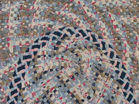 vintage braided cotton rag rug, throw rug or door mat for kitchen or porch