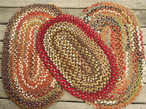 vintage braided rug lot, new old stock chenille rugs w/ Spartan labels