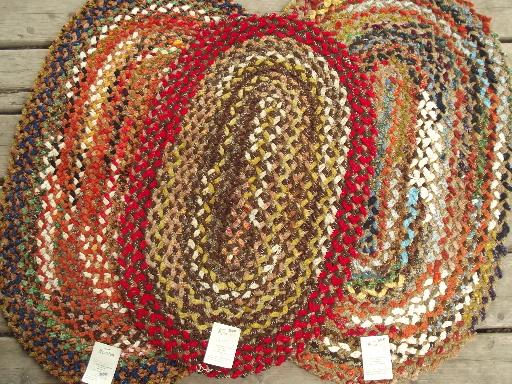 vintage braided rug lot, new old stock chenille rugs w/ Spartan labels
