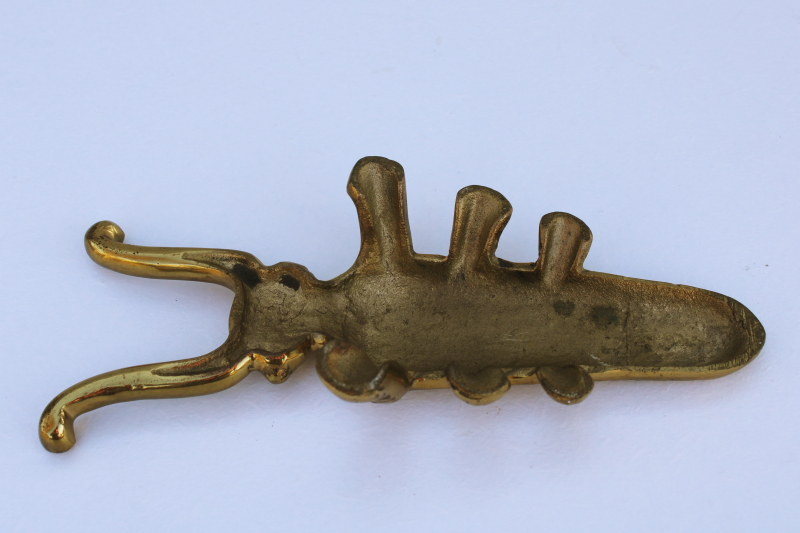 vintage brass beetle boot jack, solid cast metal antique reproduction