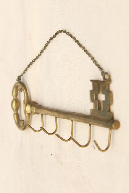 vintage brass key hooks & brass mail sorter letter holder - entryway organizers