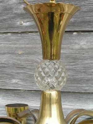 vintage brass pressed glass hanging lamp