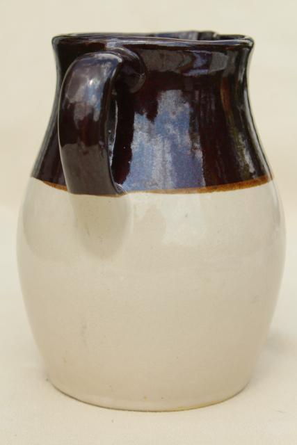 vintage brown band stoneware pitcher or milk jug, RRP Robinson Ransbottom pottery Roseville