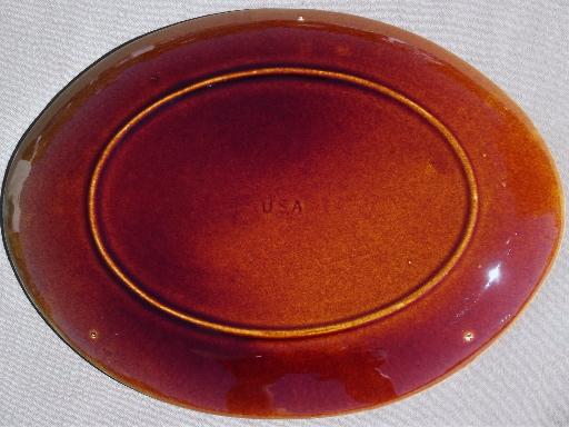 vintage brown drip glaze pottery meat platter or sandwich plate