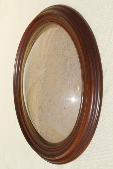vintage bubble dome frame, oval wood molding w/ plastic convex glass