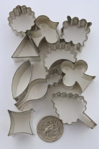 vintage canape cutters for aspics & hors d'oeuvres, miniature cookie cutter sets