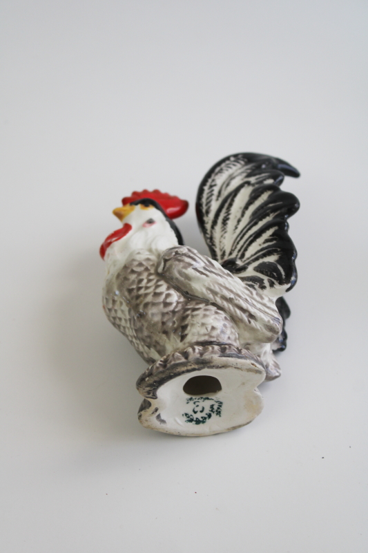 vintage ceramic chickens, lot of roosters  hens S&P shakers, figurines hand painted Japan