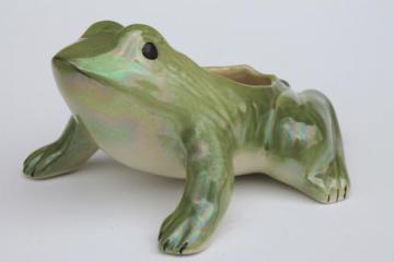 vintage ceramic frog planter, windowsill garden decor or flower pot for houseplants 
