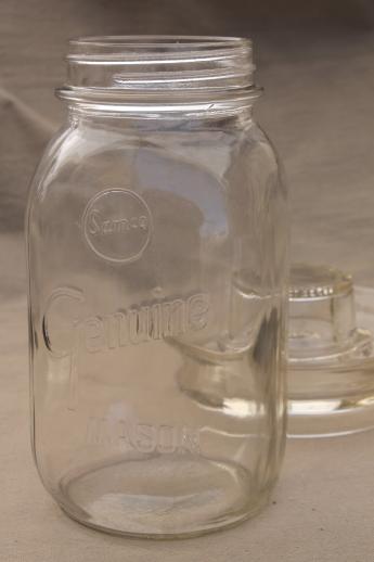 vintage chick waterer w/ old glass jar & base,farm primitive chicken drinking fountain