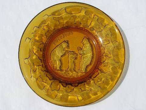 vintage children's nursery rhyme plates, amber Tiara / Indiana glass