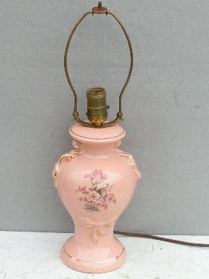 vintage china lamp, pretty pink with floral!